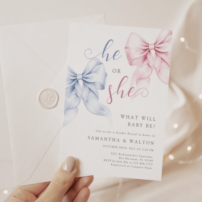 Bows Gender Reveal Party Invitation (Creator Uploaded)