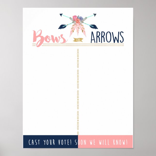 Bows or Arrows Vote the Gender Reveal Party - Boho Poster (Front)
