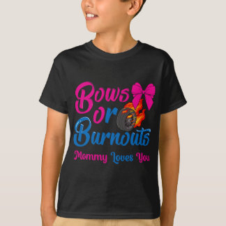 Bows or Burnouts Mummy Loves You Gender Reveal par T-Shirt