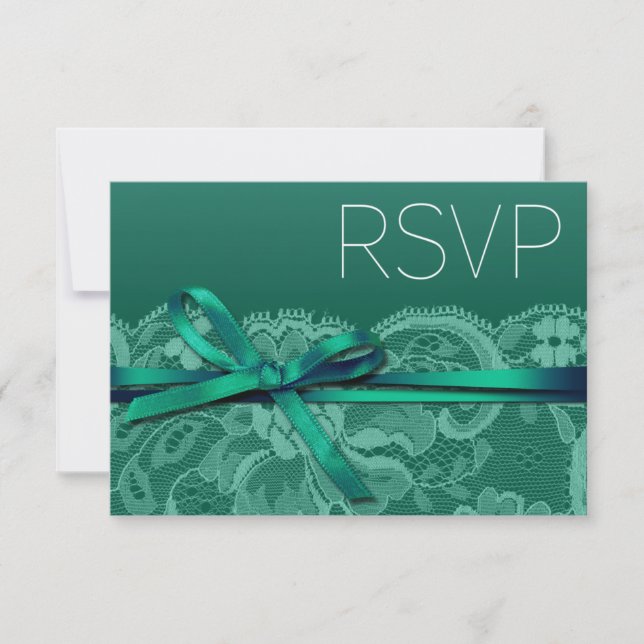 Bows Ribbon & Lace RSVP | teal (Front)