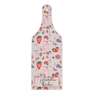 Bows, Roses & Strawberries Coquette Pattern Cutting Board