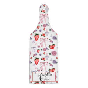 Bows, Roses & Strawberries Coquette Pattern Cutting Board