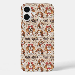 "Bowtie Beagles in Action" iPhone 16 Plus Case