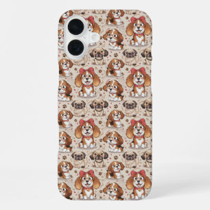 "Bowtie Beagles in Action" iPhone 16 Plus Case