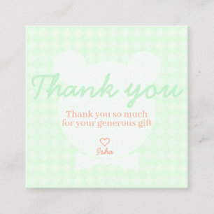 Bowtie Bear Baby Shower Thank You Card Square