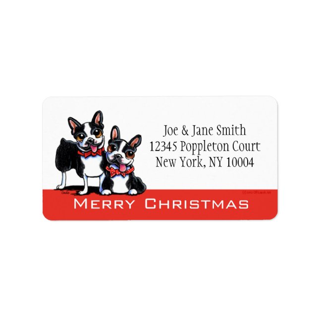 Bowtie Bostons Christmas Personalised Label (Front)