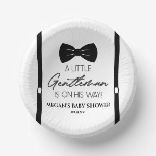 Bowtie Suspenders A Little Gentleman Baby Shower Paper Plate
