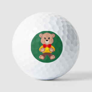 Bowtie Teddy bear on Green  Golf Balls