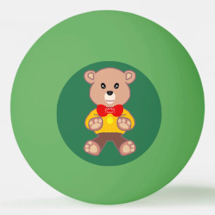 Bowtie Teddy bear on Green Ping Pong Ball