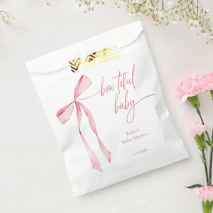 Bowtiful Watercolor Blush Pink Baby Shower Favour Bag