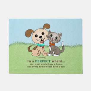 BowWow and MeeYow (Pet Adoption-Humane Treatment) Doormat