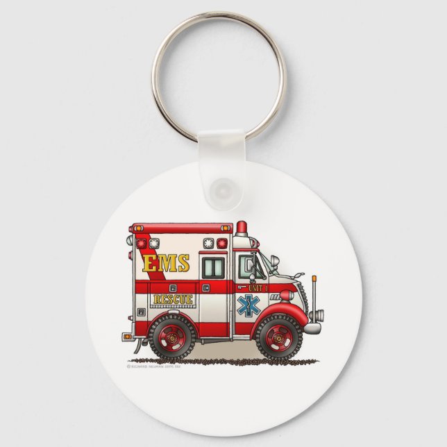 Box Ambulance EMS EMT Emergency Key Ring (Front)