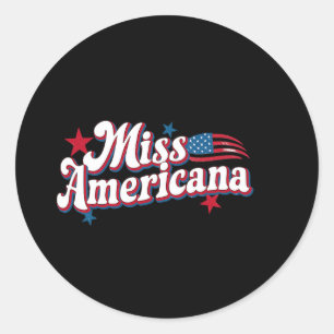 Box America 4th Of July Miss Americana Retro Classic Round Sticker