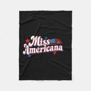 Box America 4th Of July Miss Americana Retro  Fleece Blanket