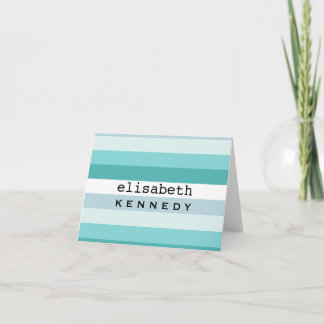 Box Aqua Blue Stripes Note Card