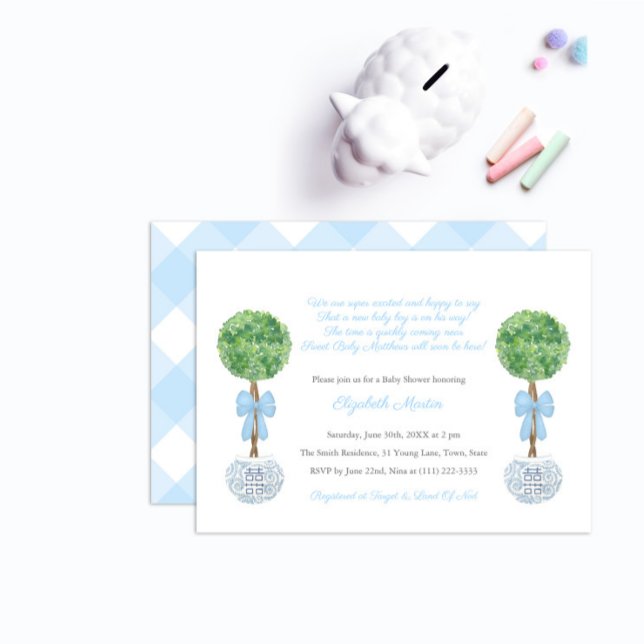 Box Ball Topiary Baby Boy Poem Shower Party Invitation (Creator Uploaded)