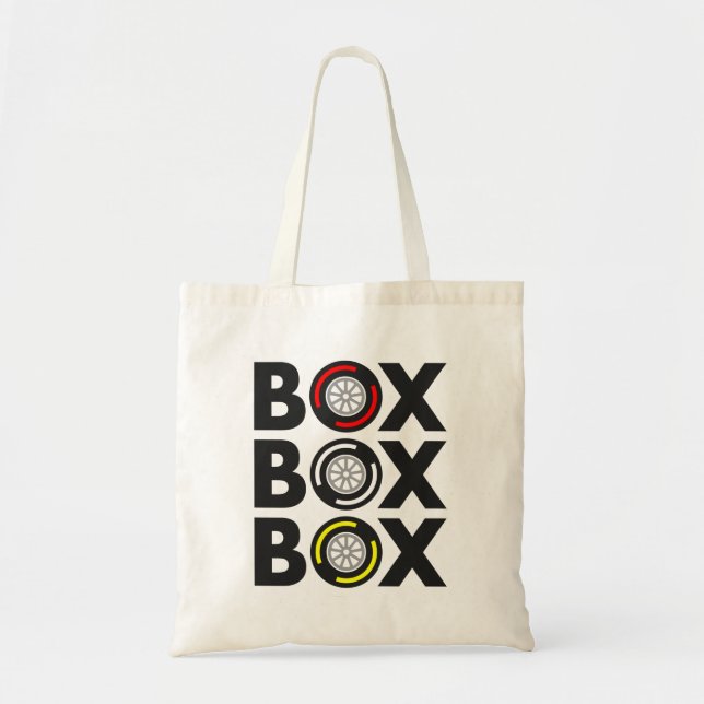 "Box Box Box" F1 Tyre Compound Design Tote Bag (Front)
