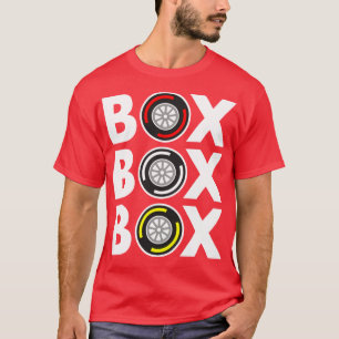 Box Box Box F1 Tyre Compound White Text Design T-Shirt