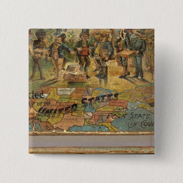 Box Dissected map, United States 15 Cm Square Badge (Front)