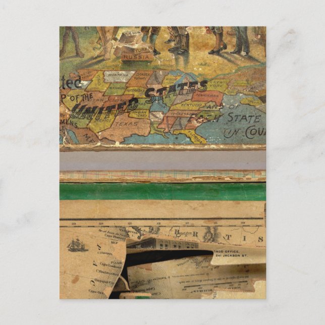 Box Dissected map, United States Postcard (Front)