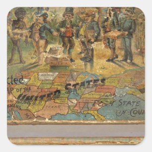 Box Dissected map, United States Square Sticker