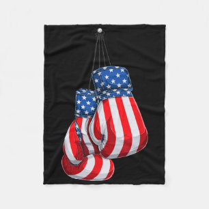 Box Gloves American Flag 4th Of July Boxing Fleece Blanket