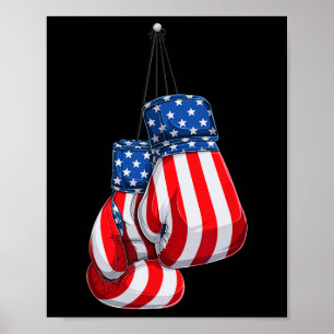 Box Gloves American Flag 4th Of July Boxing  Poster