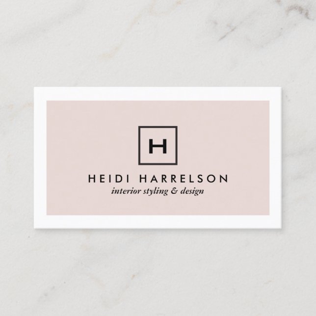 Box Logo Monogram in Light Pink and Black Business Card (Front)