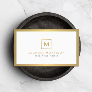 BOX LOGO with YOUR INITIAL/MONOGRAM in Faux Gold Business Card