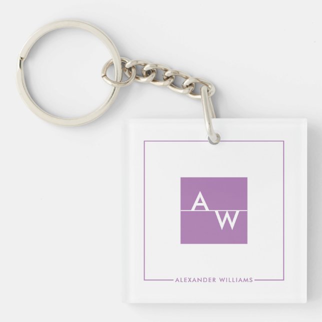 Box Monogrammed Formal Key Ring (Front)