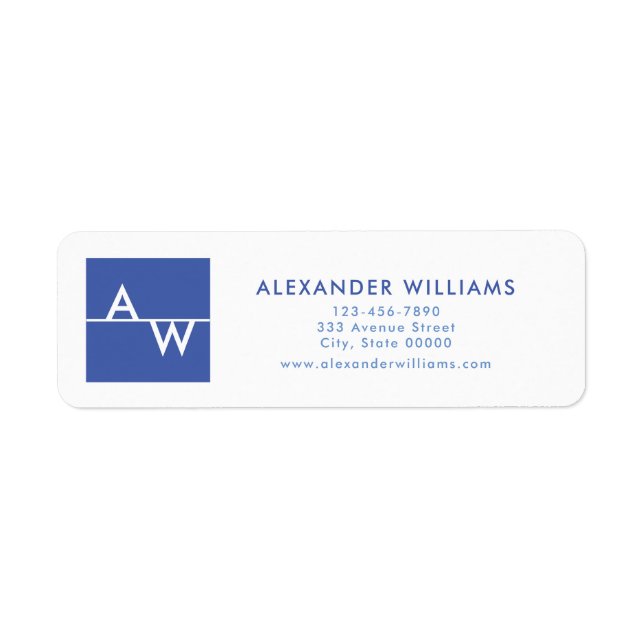 Box Monogrammed Formal Return Address Label (Front)