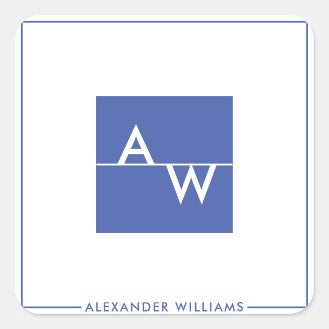 Box Monogrammed Formal Square Sticker (Front)