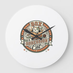 Box Obsession Cat Box Obsession Cat Vintage Vector Large Clock