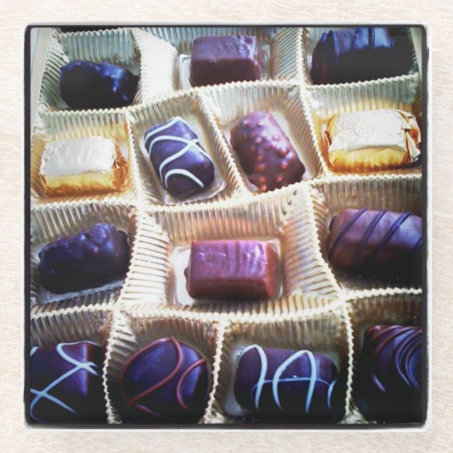 Box of Chocolates Glass Coaster (Front)