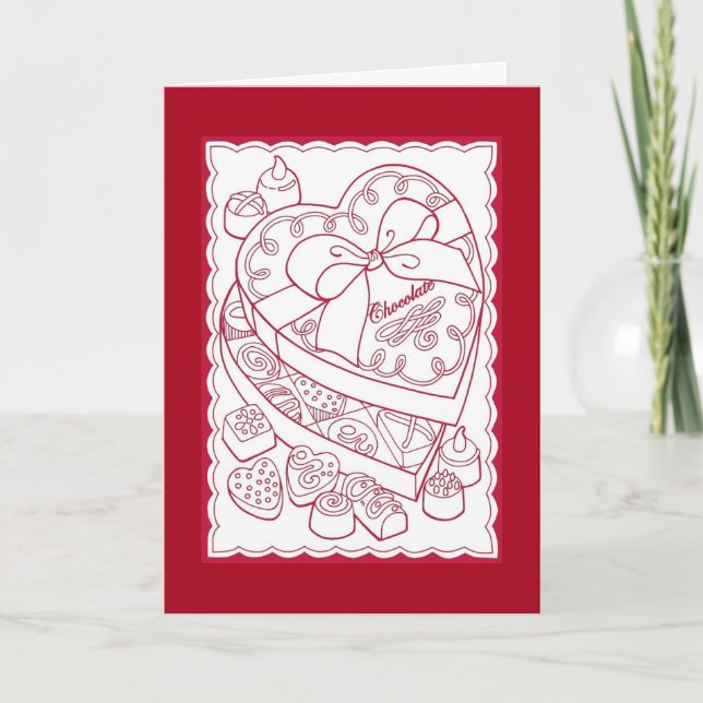 Box Of Chocolates Red Valentine's Day Holiday Card (Front)