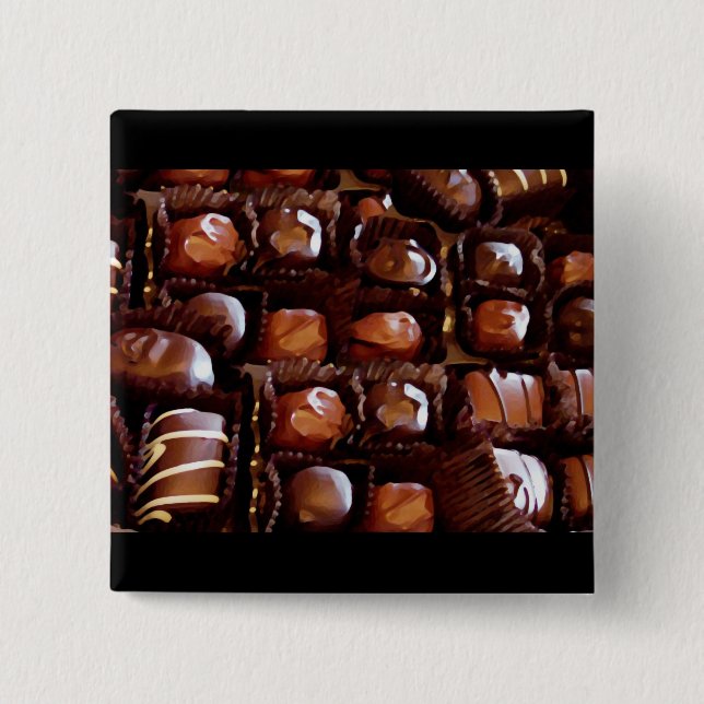 Box of Chocolates, Tempting Chocolate Candy 15 Cm Square Badge (Front)