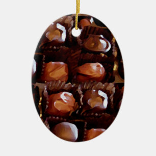 Box of Chocolates, Tempting Chocolate Candy Ceramic Ornament