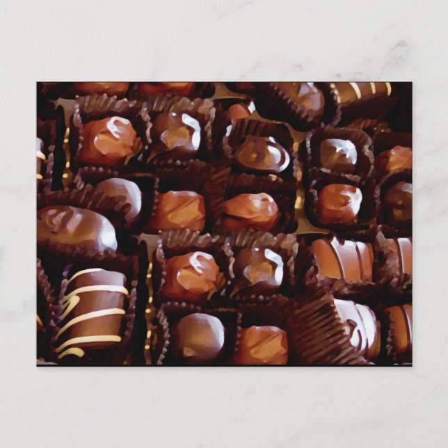 Box of Chocolates, Tempting Chocolate Candy Postcard (Front)