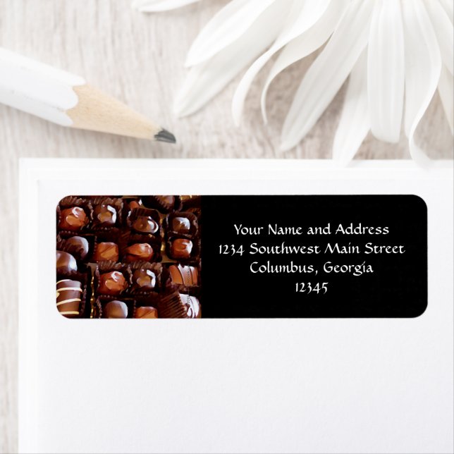 Box of Chocolates, Tempting Chocolate Candy Return Address Label (Insitu)