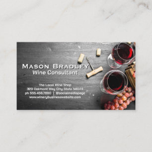 Box of Grapes   Wine Glasses and Corks Business Card