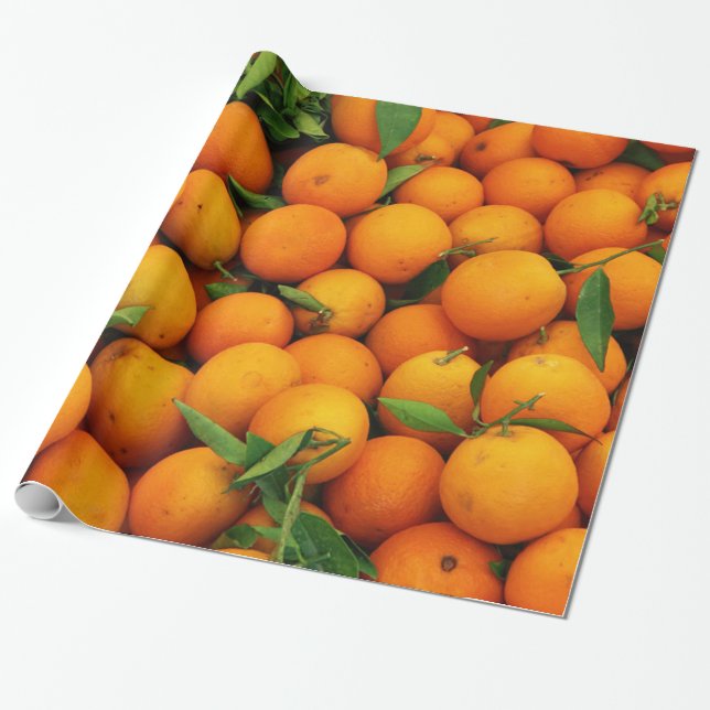 Box of Juicy Oranges Wrapping Paper (Unrolled)