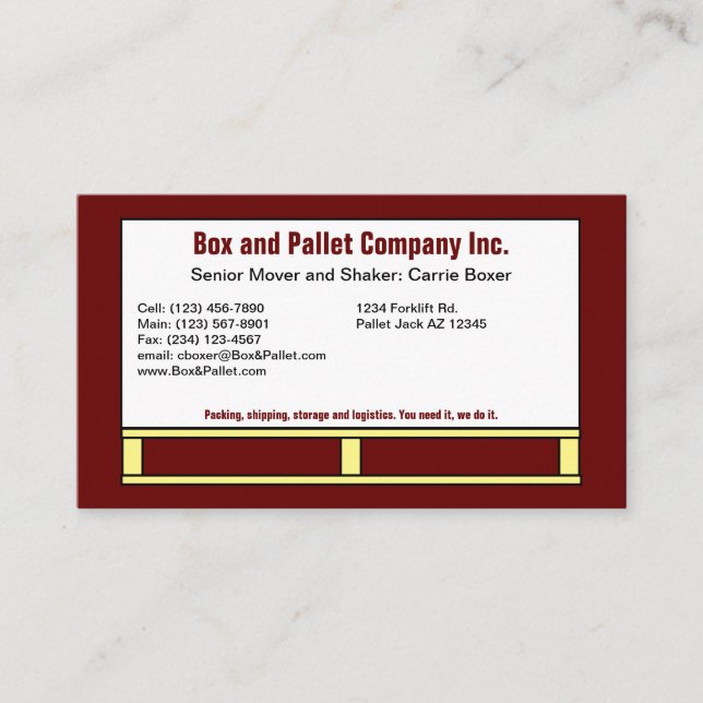 Box on Pallet, Blue Business Card (Front)