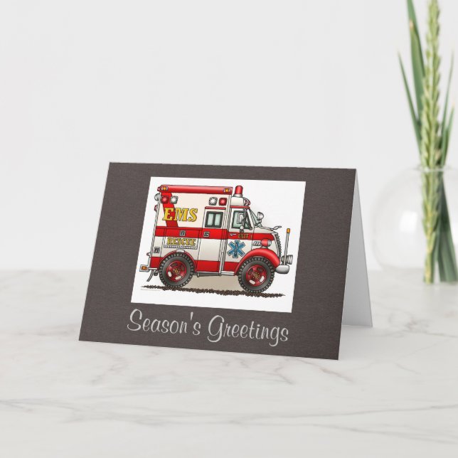 Box Truck Ambulance Holiday Card (Front)