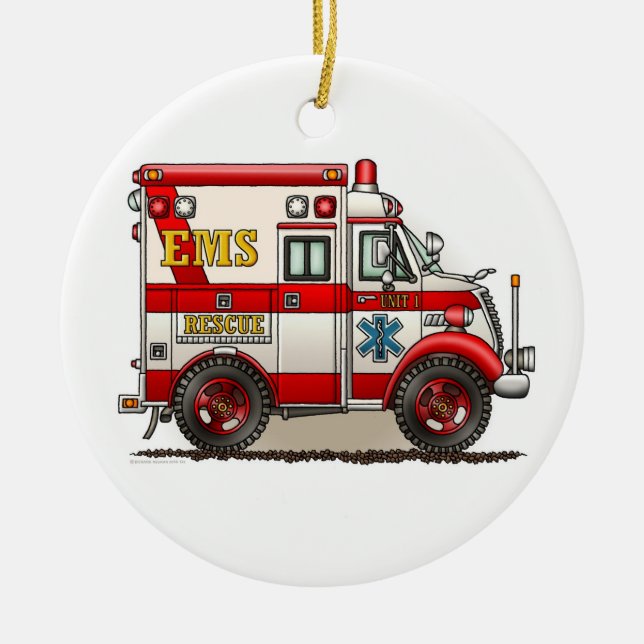 Box Truck Ambulance Ornament (Front)