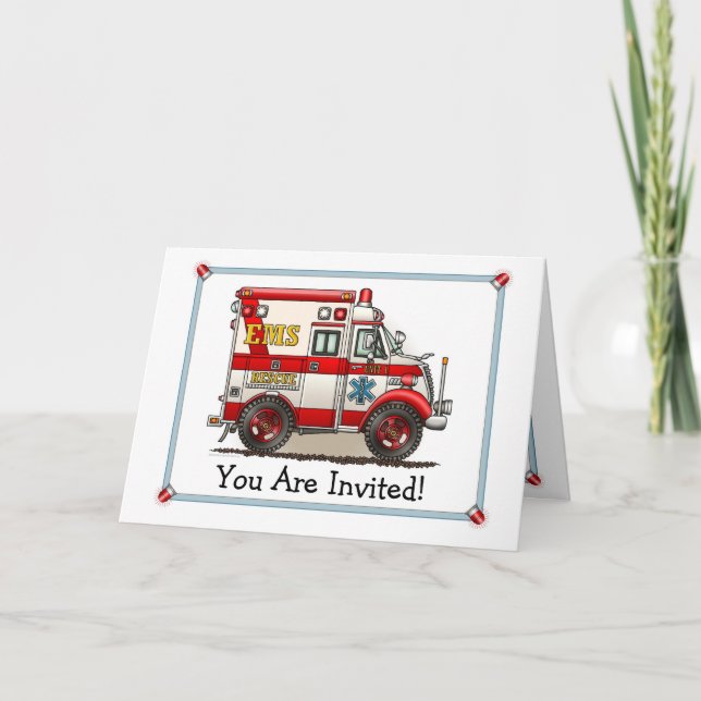 Box Truck Ambulance Party Invitation (Front)