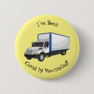 Box truck cartoon illustration 6 cm round badge