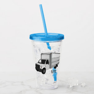 Box truck cartoon illustration acrylic tumbler