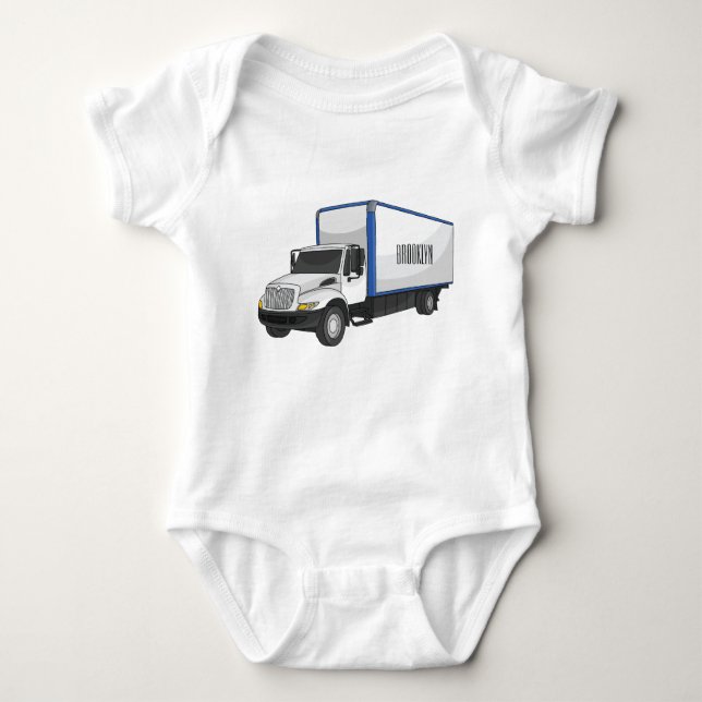 Box truck cartoon illustration baby bodysuit (Front)