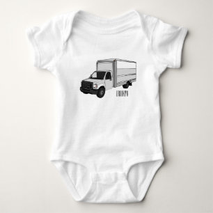 Box truck cartoon illustration baby bodysuit