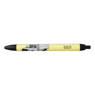 Box truck cartoon illustration black ink pen